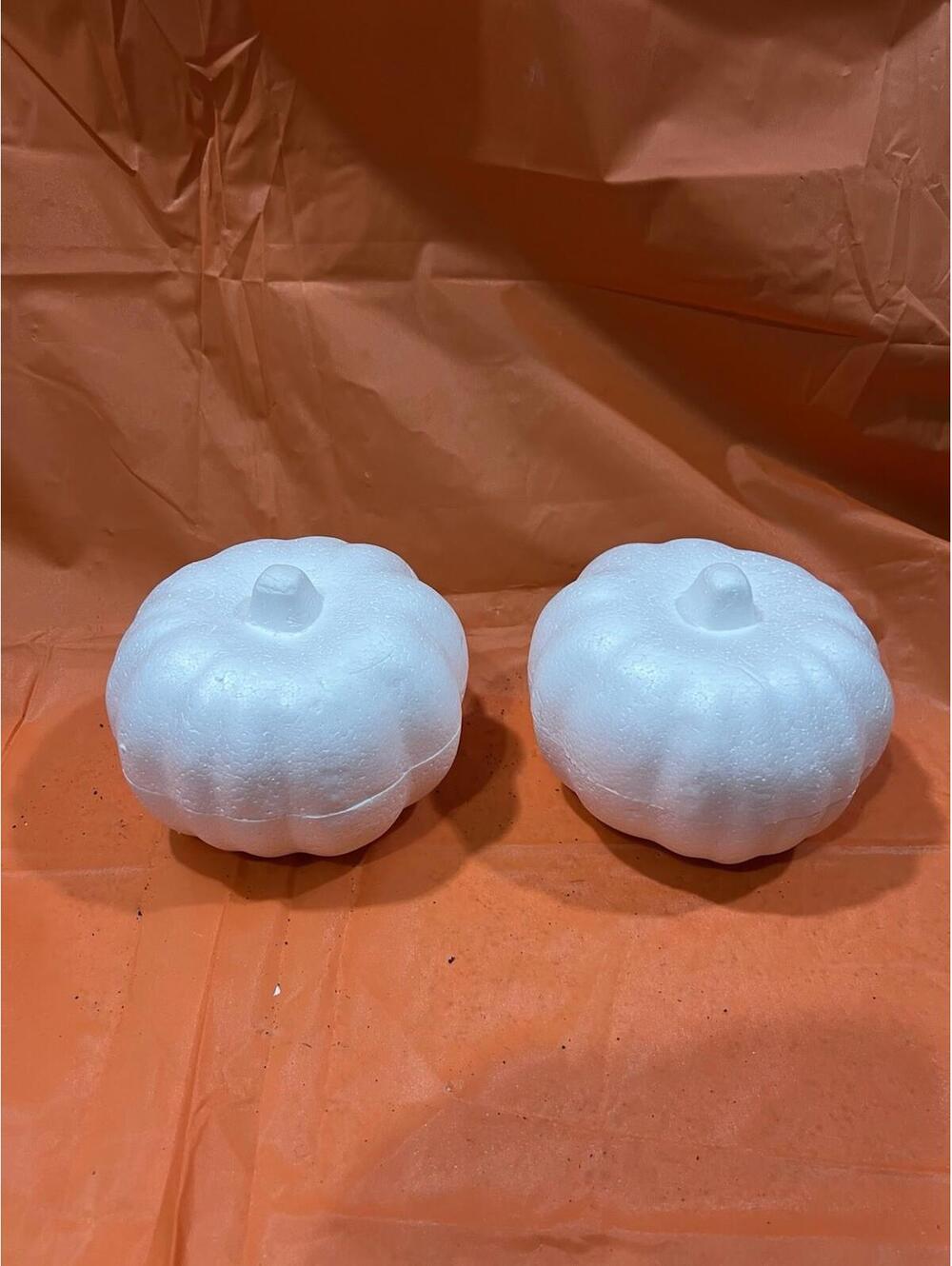 2 White Foam Pumpkins Crafting Fall Decor